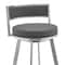 Armen Living Roman 26" Gray Faux Leather and Brushed Stainless Steel Swivel Bar Stool LCRMBABSGR26 - alternate 4